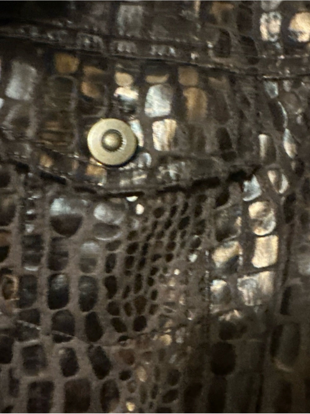 Ruby Rd. Croc-Embossed Metallic Brown Leather Jacket - Picture 2 of 13